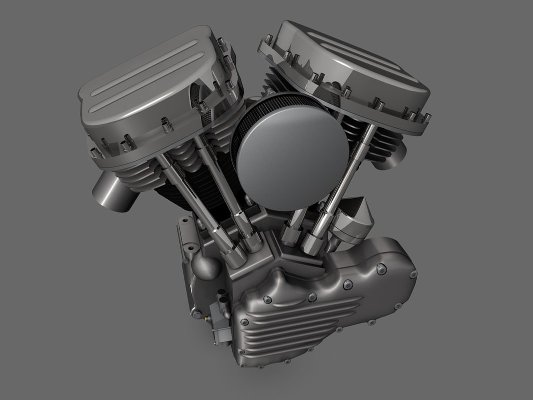 3d harley panhead motor motorcycle model
