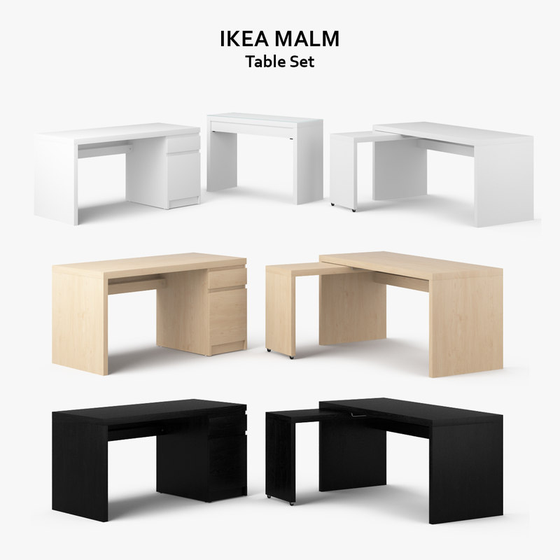 3d model ikea malm table set