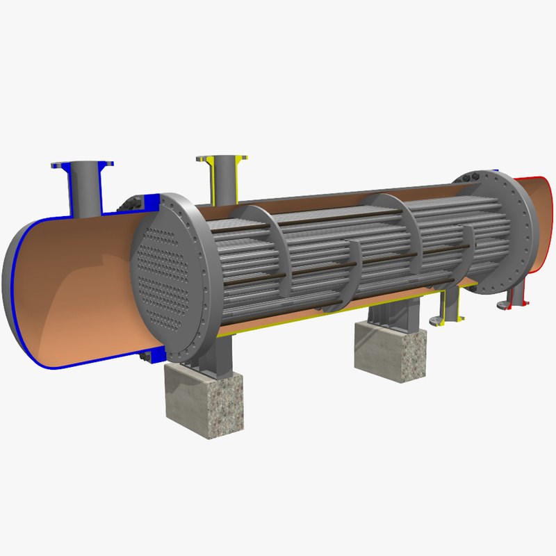 fixed tube heat exchanger 3d model