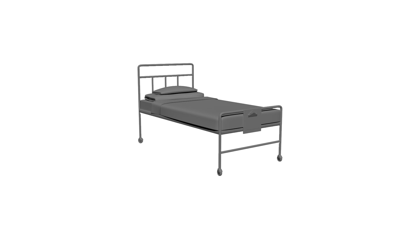 free antique hospital bed 3d model