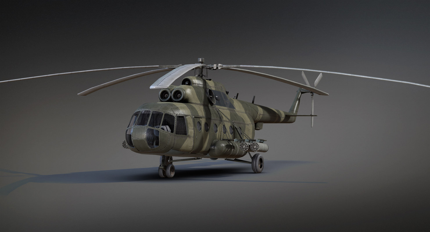 low poly military helicopter mi 8 3d model