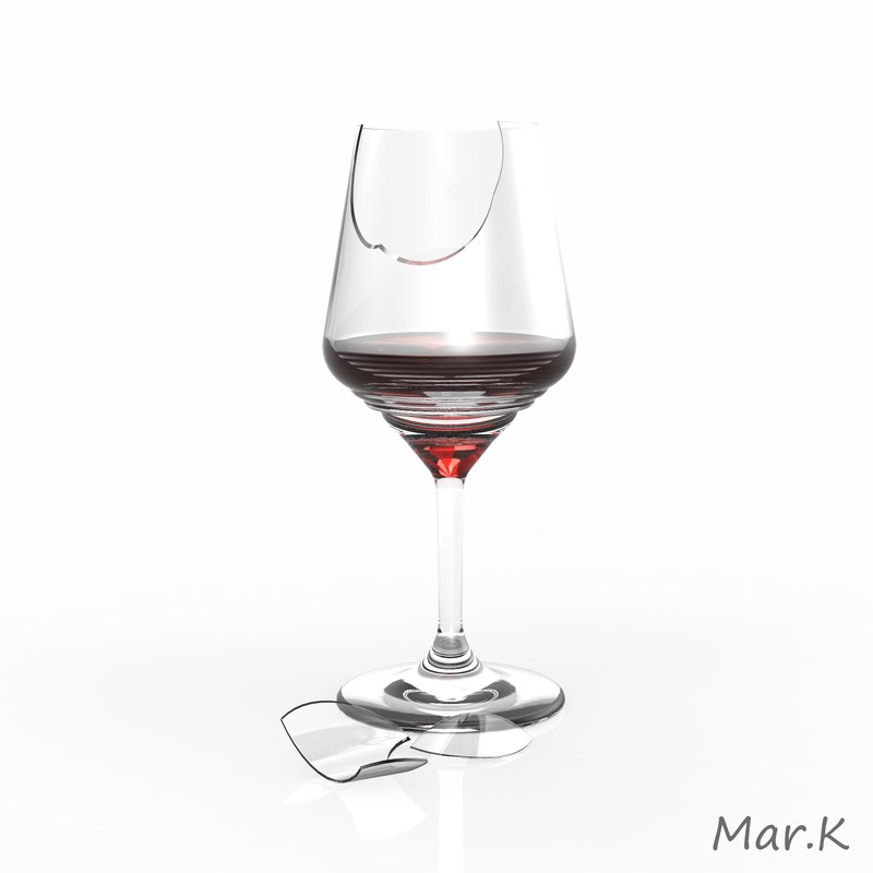 3D 3dm broken wine glass