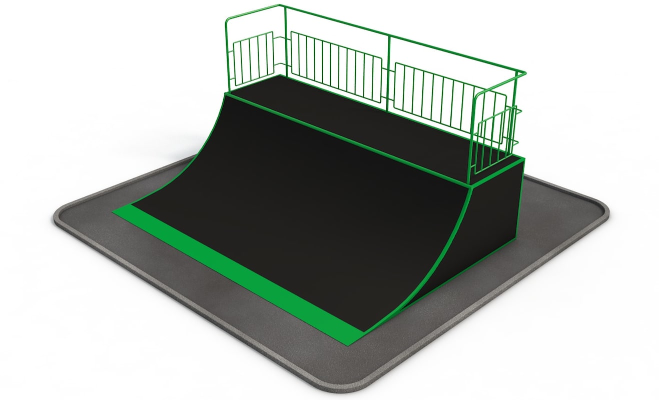 3D c4d Quarter Pipe skatepark