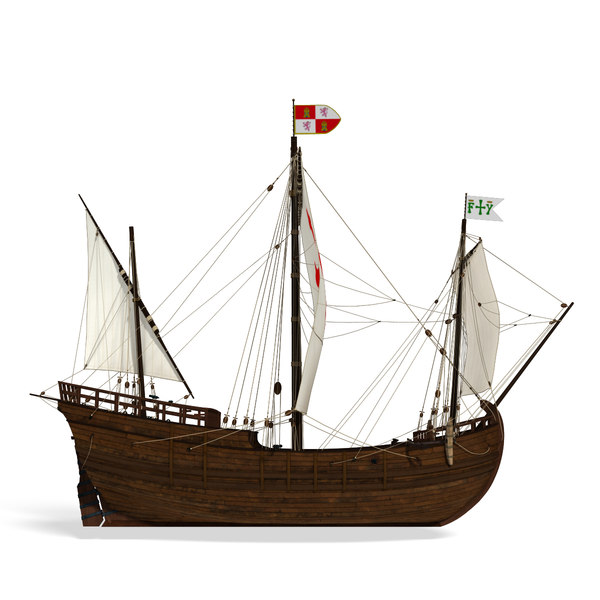 caravel sails ship 3d model