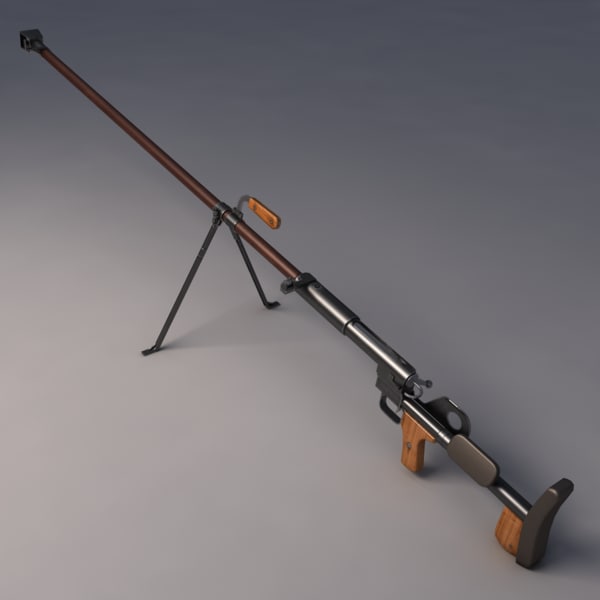 ptrd-41 degtyaryov anti-tank rifle 3d model