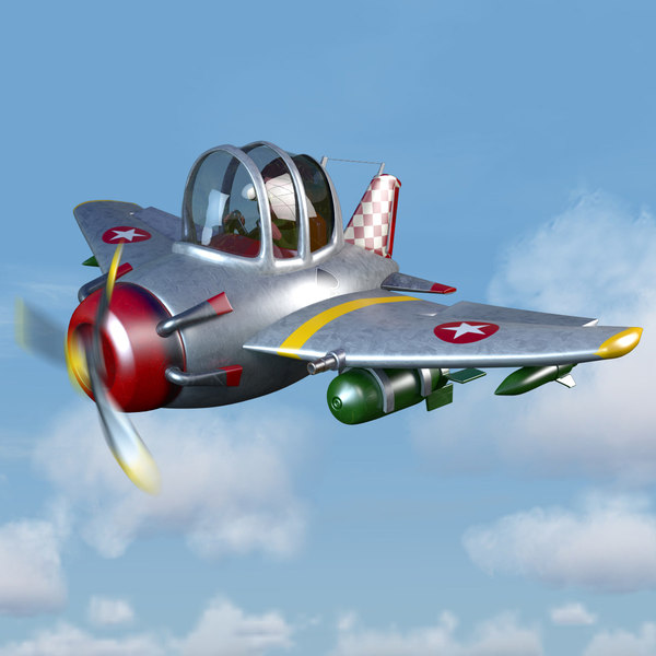 3d model of cartoon fighter plane